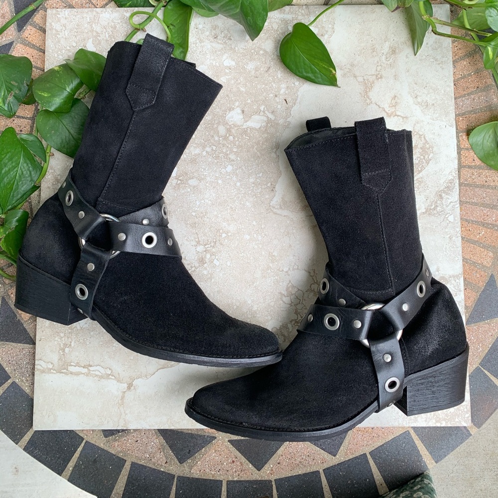 Free People Prairie Leather Buckle Boot Size 7